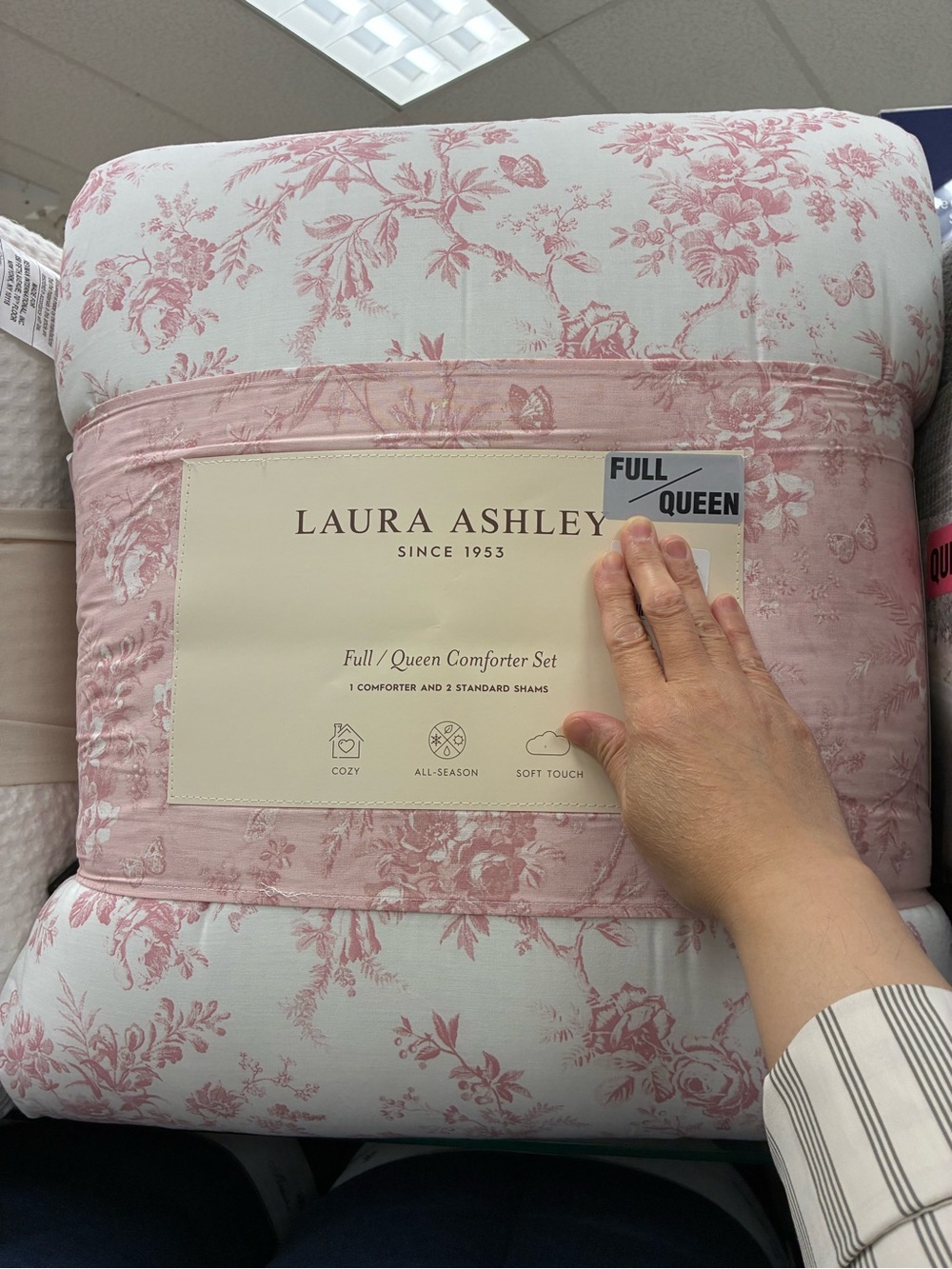 Laura Ashley Full/Queen Pink Floral Comforter Set